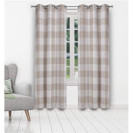 BLACKOUT 365 Blackout 365 AARO 16152D=12 Grommet Curtains - Window Curtain Panel Set - Buffalo Plaid Gingham Checkered - 2 Panels - 37"W x 96"L - Beige AARO 16152D=12